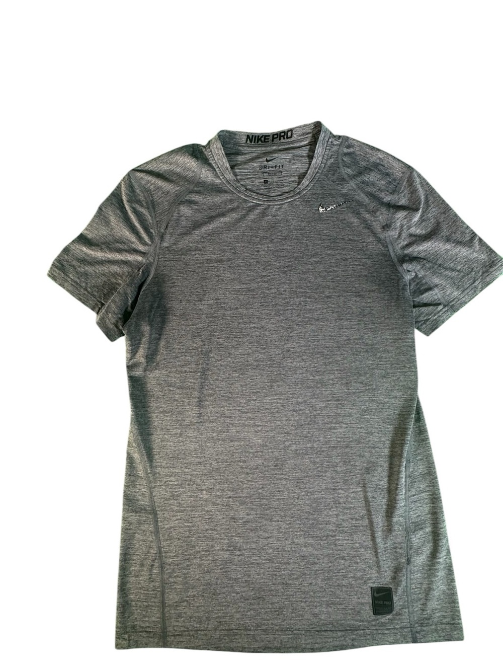 Nike Pro Dri-FIT Mens Small Gray Fitted Compression Training Shirt 811429-010